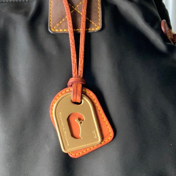 Dooney And Bourke Black All Weather Nylon And Leather Trim Handbag - Picture 2 of 10